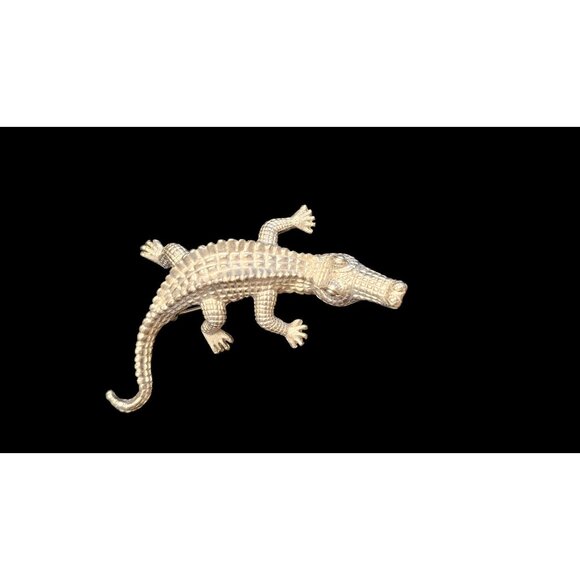 Vintage Crocodile Brooch Pin - Silver Tone Metal - For Reptile Enthusiasts - Picture 11 of 11